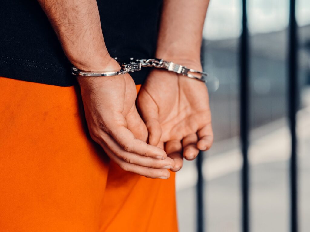 Handcuffed woman